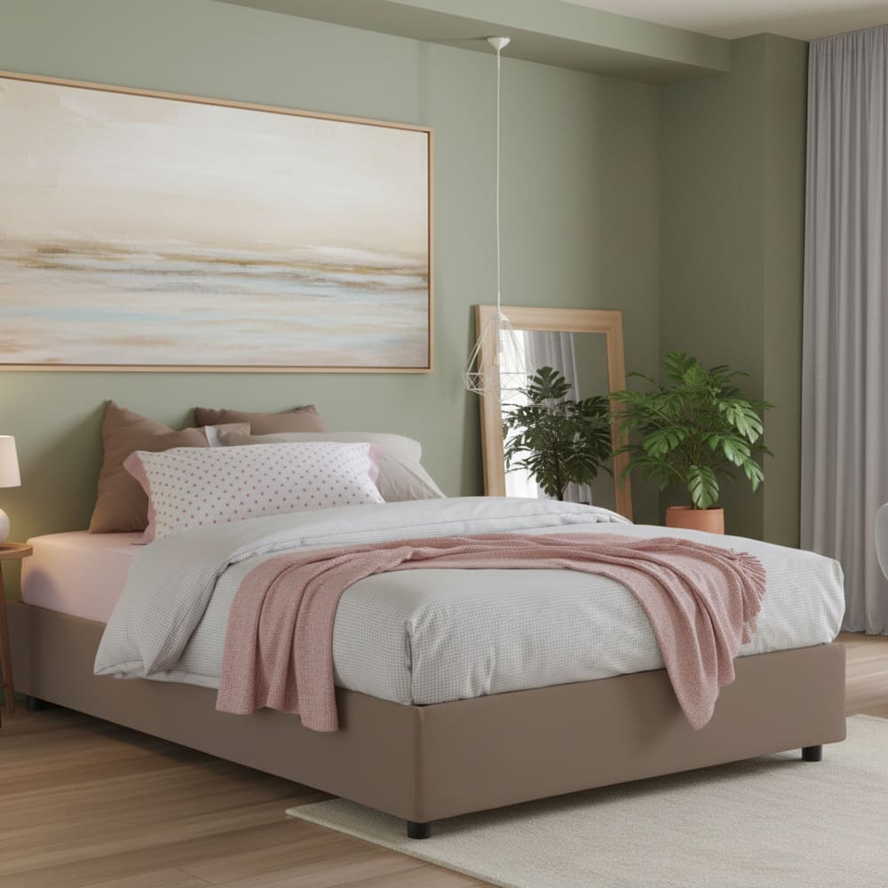 Letto alla francese marrone tortora - Talamo Italia