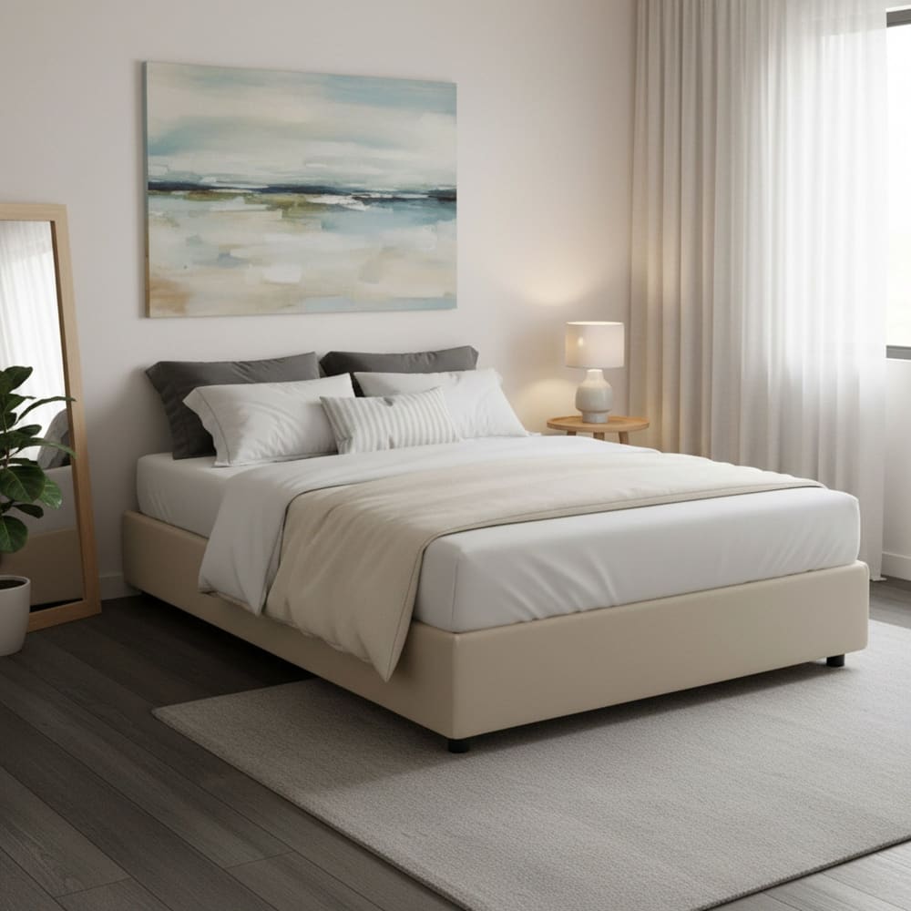 Letto alla francese beige - Dmora