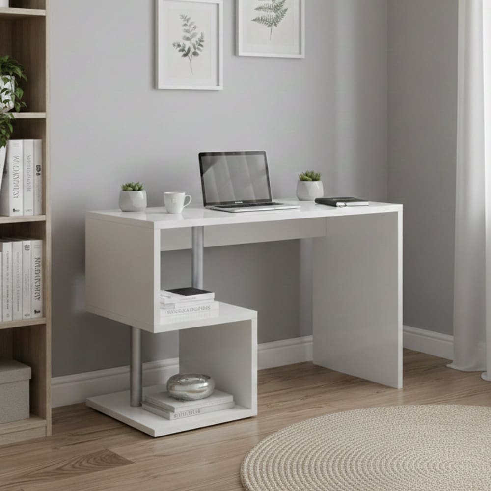 Bureau effet bois blanc brillant 100x50 cm - Maisons du Monde