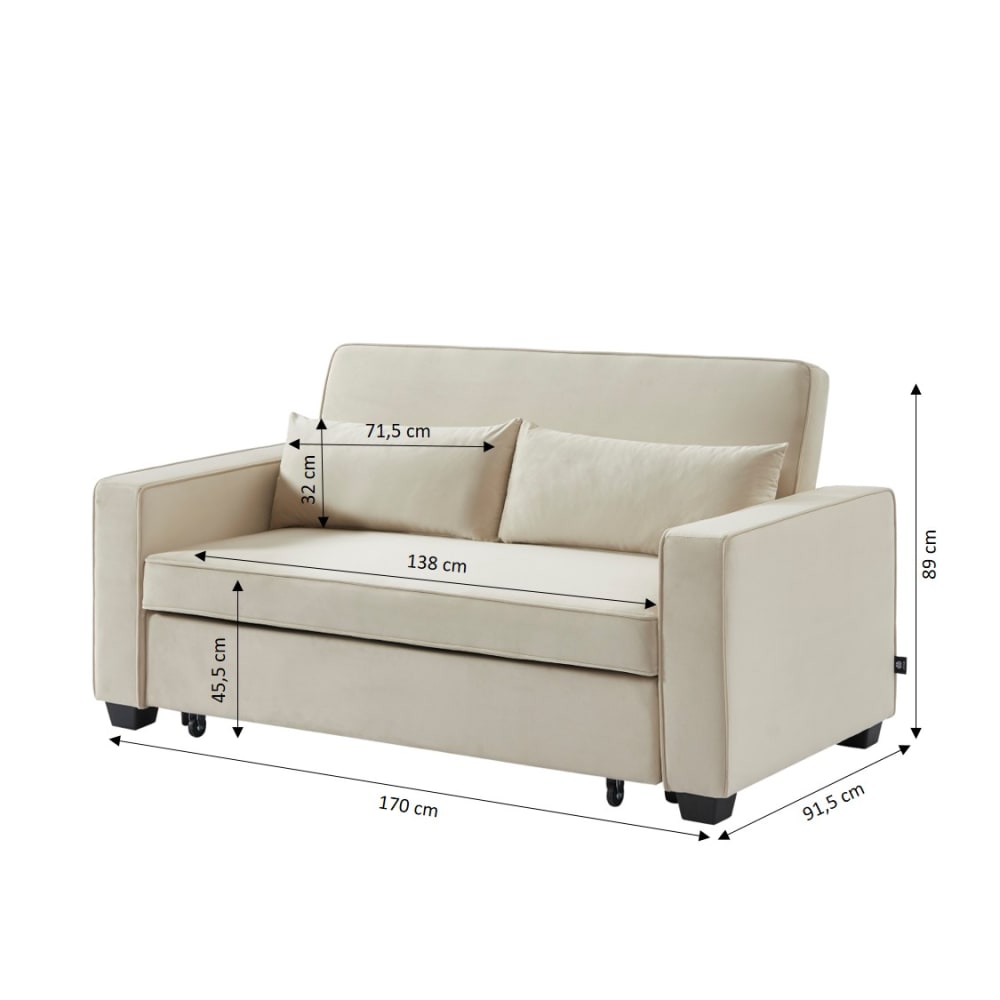 Canapé droit convertible - beige