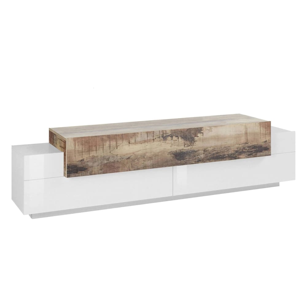 Mobile porta tv bianco lucido 45x200x52h cm - Modello Contemporaneo - Bianco - LEGNO