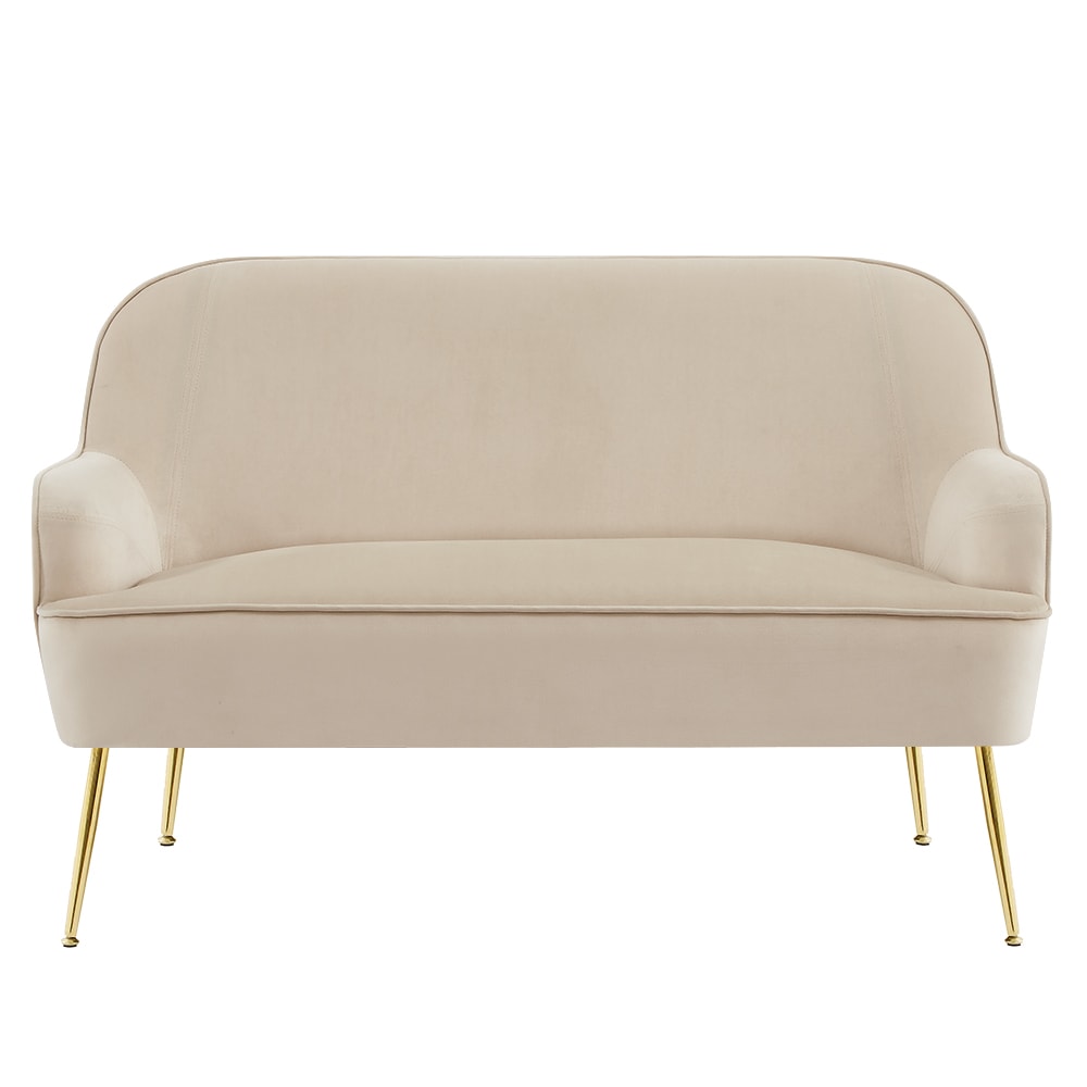 Canapé droit en velours 2 places beige