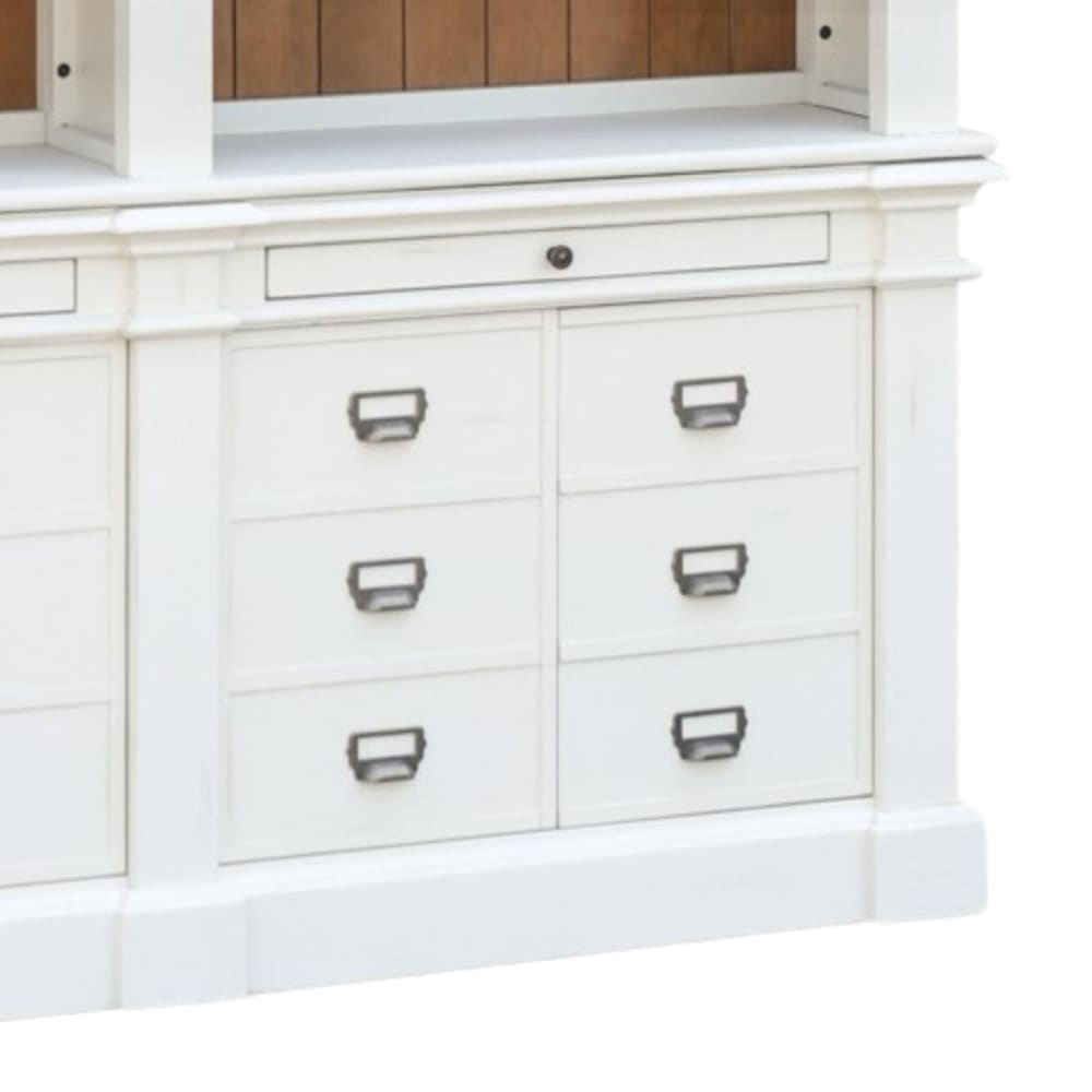 Bibliothèque 4 portes, 2 tiroirs en pin blanche