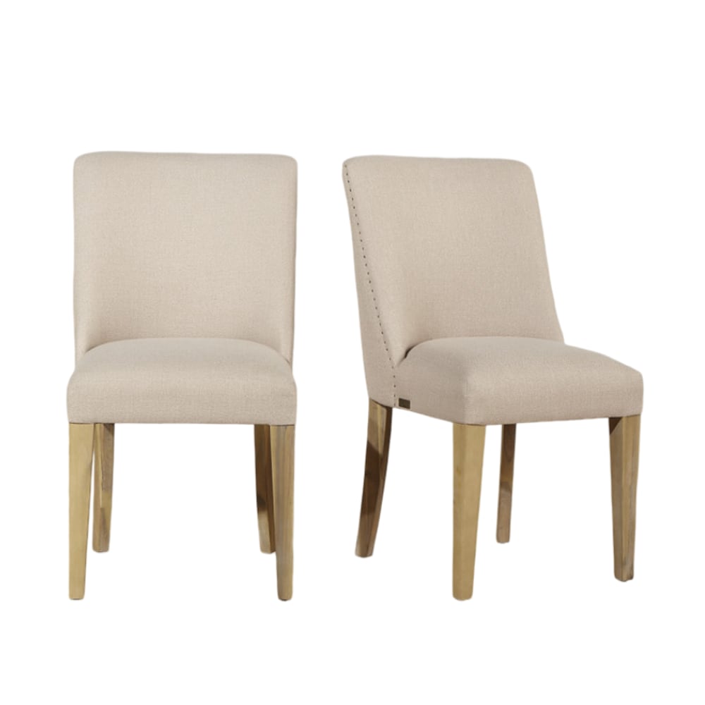 Robin des Bois Satz von 2 Stühlen aus Akazienholz und Stoff beige style modern - -