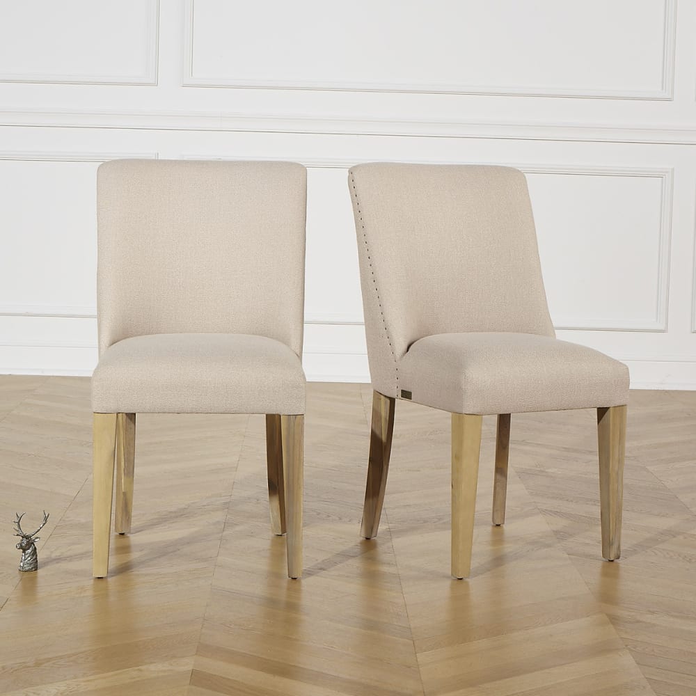 Lot de 2 chaises en acacia et tissus beige - Maisons du Monde