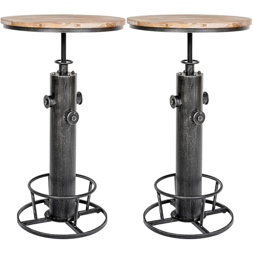 Lot 2 tables hautes réglable en metall argent antique Lot 2 tables hautes réglable en metall argent antique