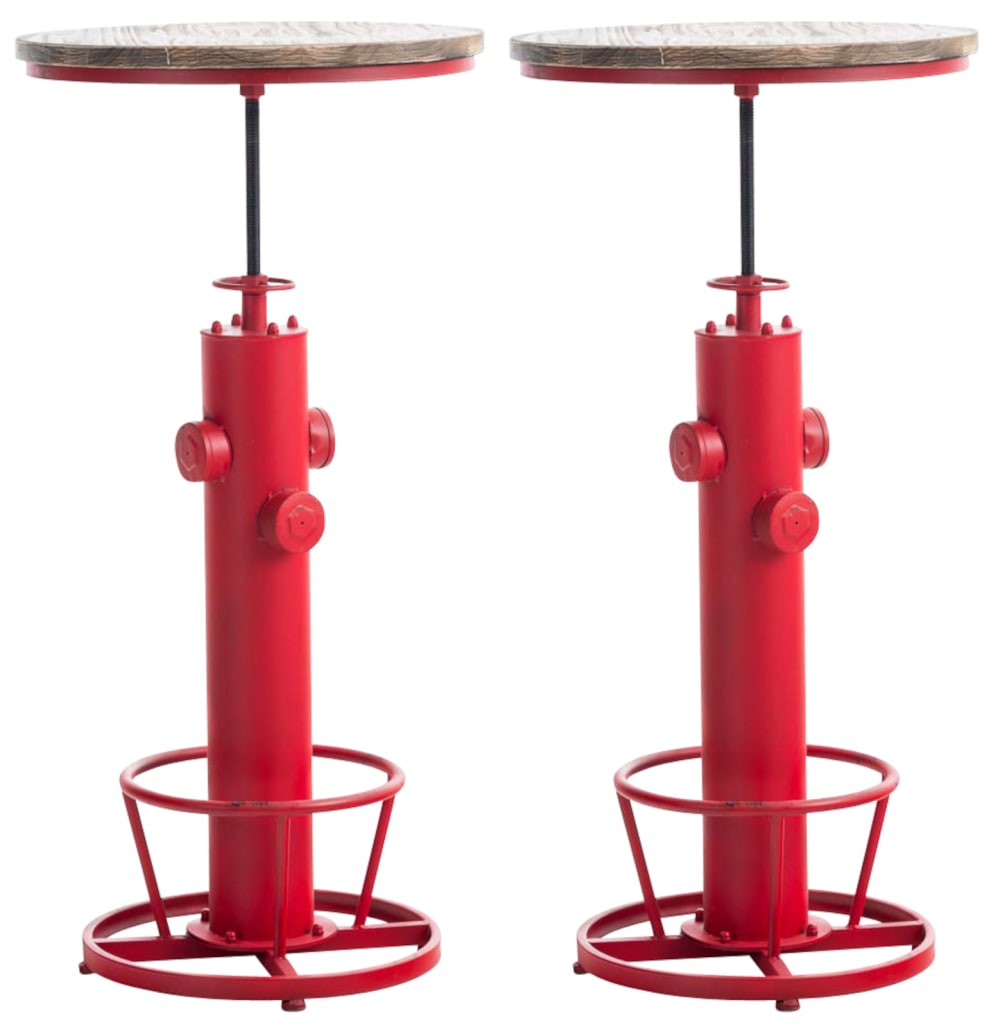 2Er Set Stehtisch Industrial Verstellbar Aus Metall Rot