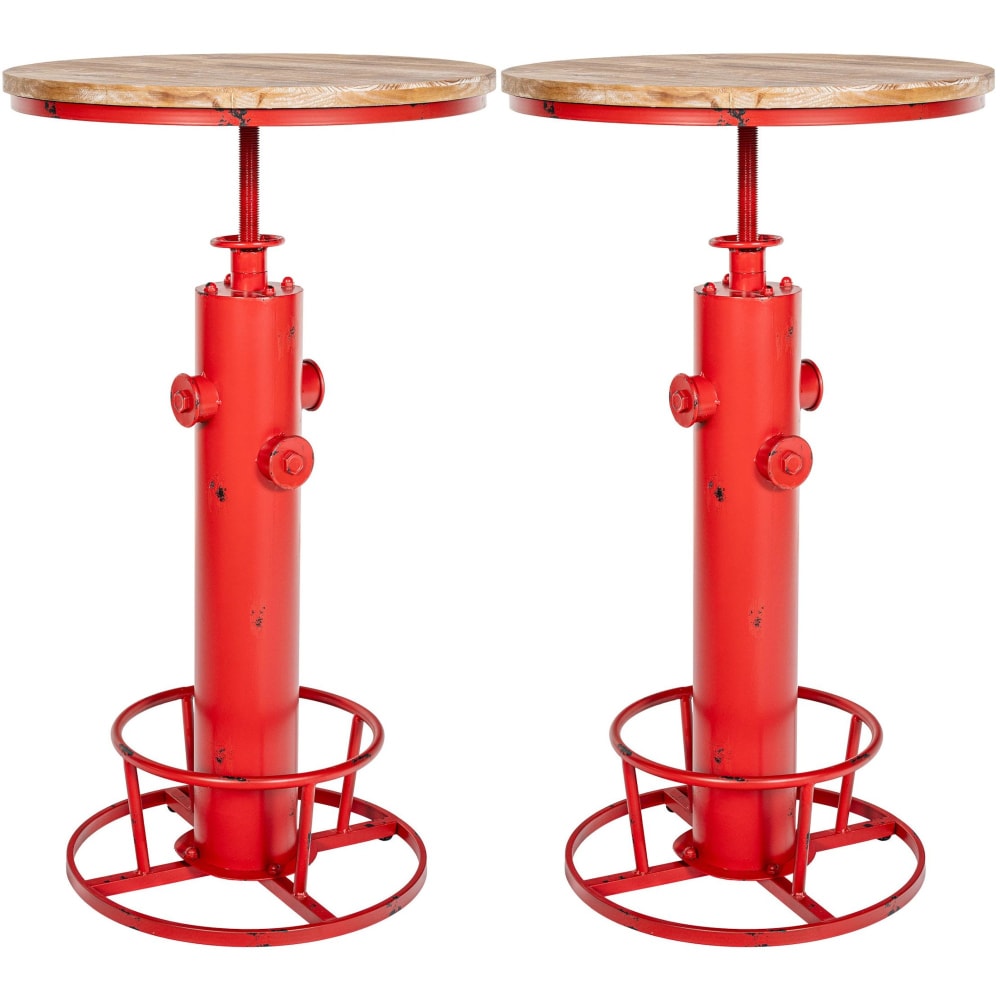 Lot 2 tables hautes réglable en metall rouge Lot 2 tables hautes réglable en metall rouge