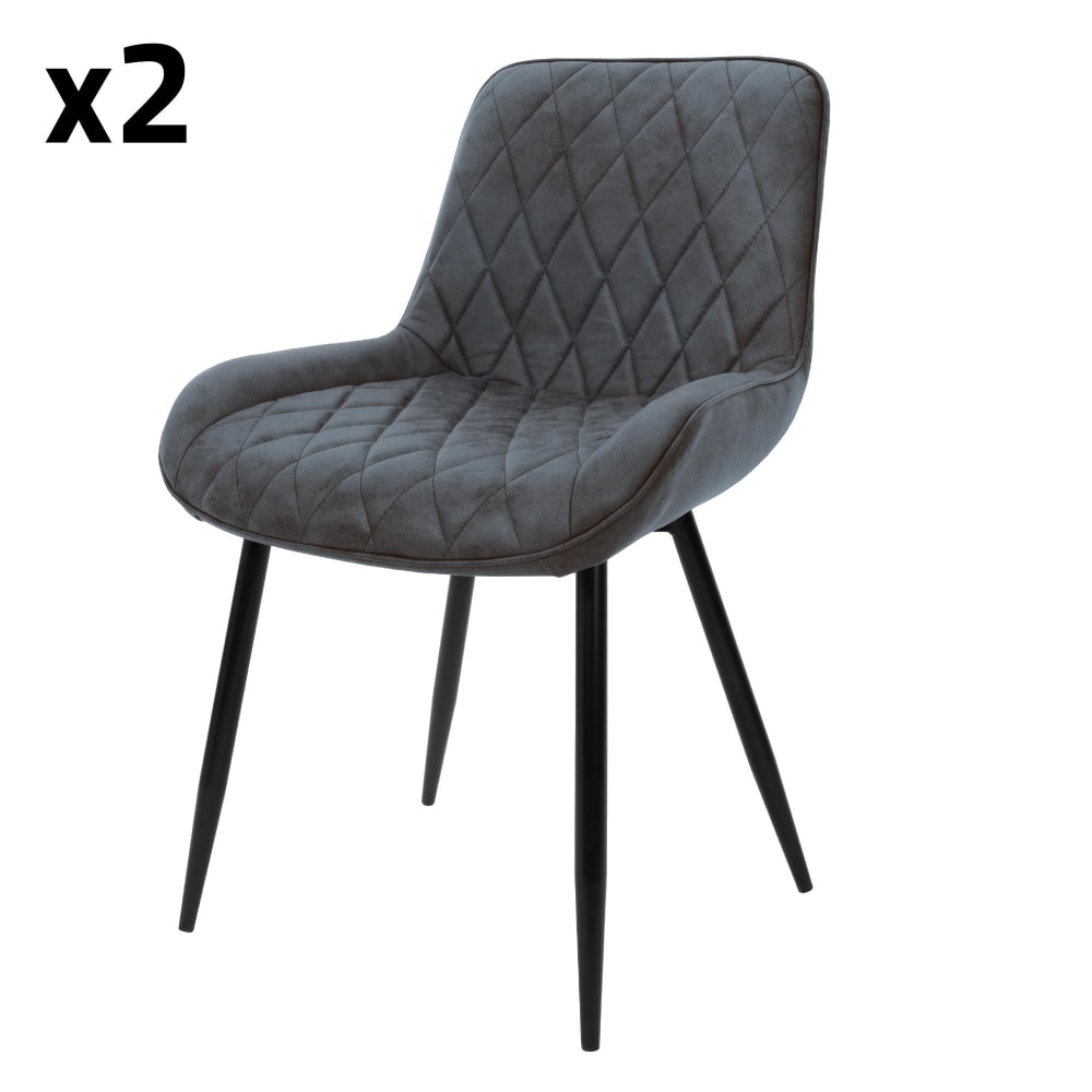 2x Sillas de comedor antracita tapizado PU suave respaldo ergonómico