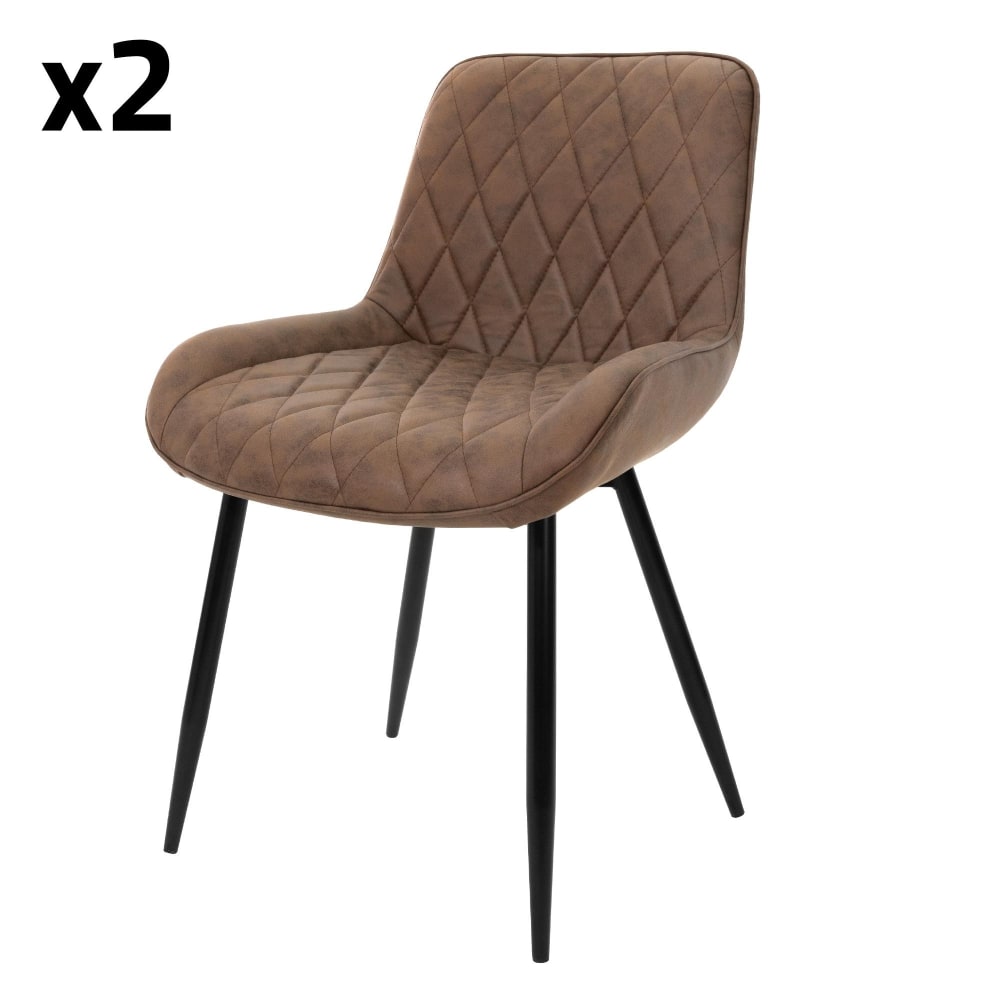 ML-Design Esszimmerstühle 2er Set Braun mit Kunstlederbezug und Metallbeinen Braun Webpelz