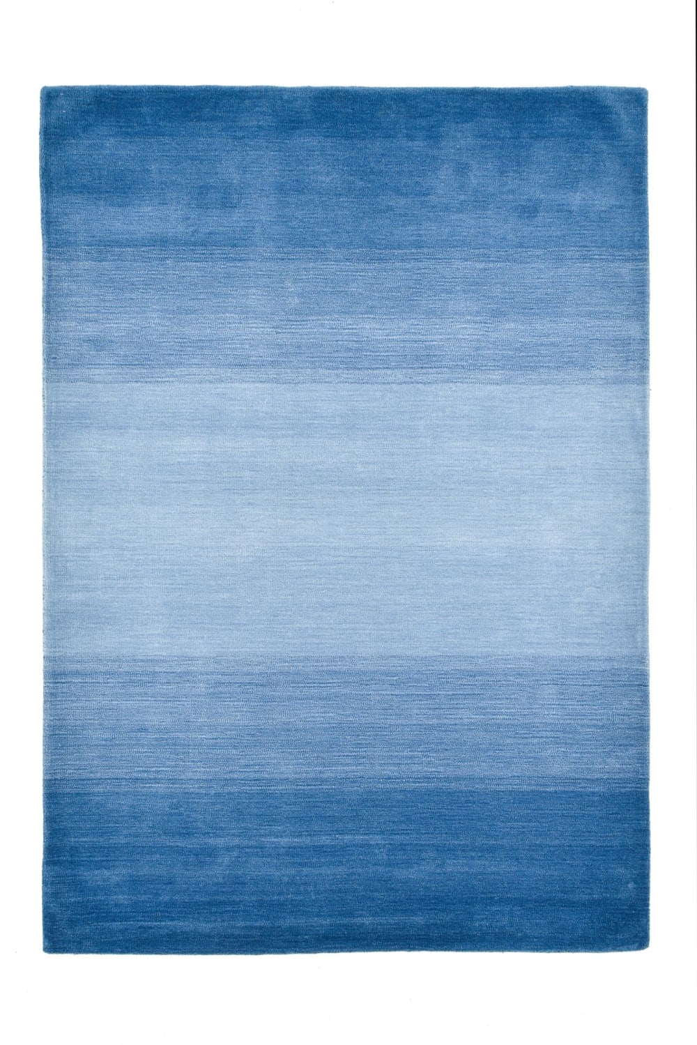 Alfombra degradada de color en lana azul - 70x140 cm