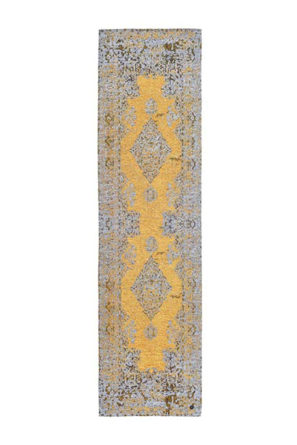 Alfombra vintage estilo oriental, tejido plano, Oro, 060x230 cm