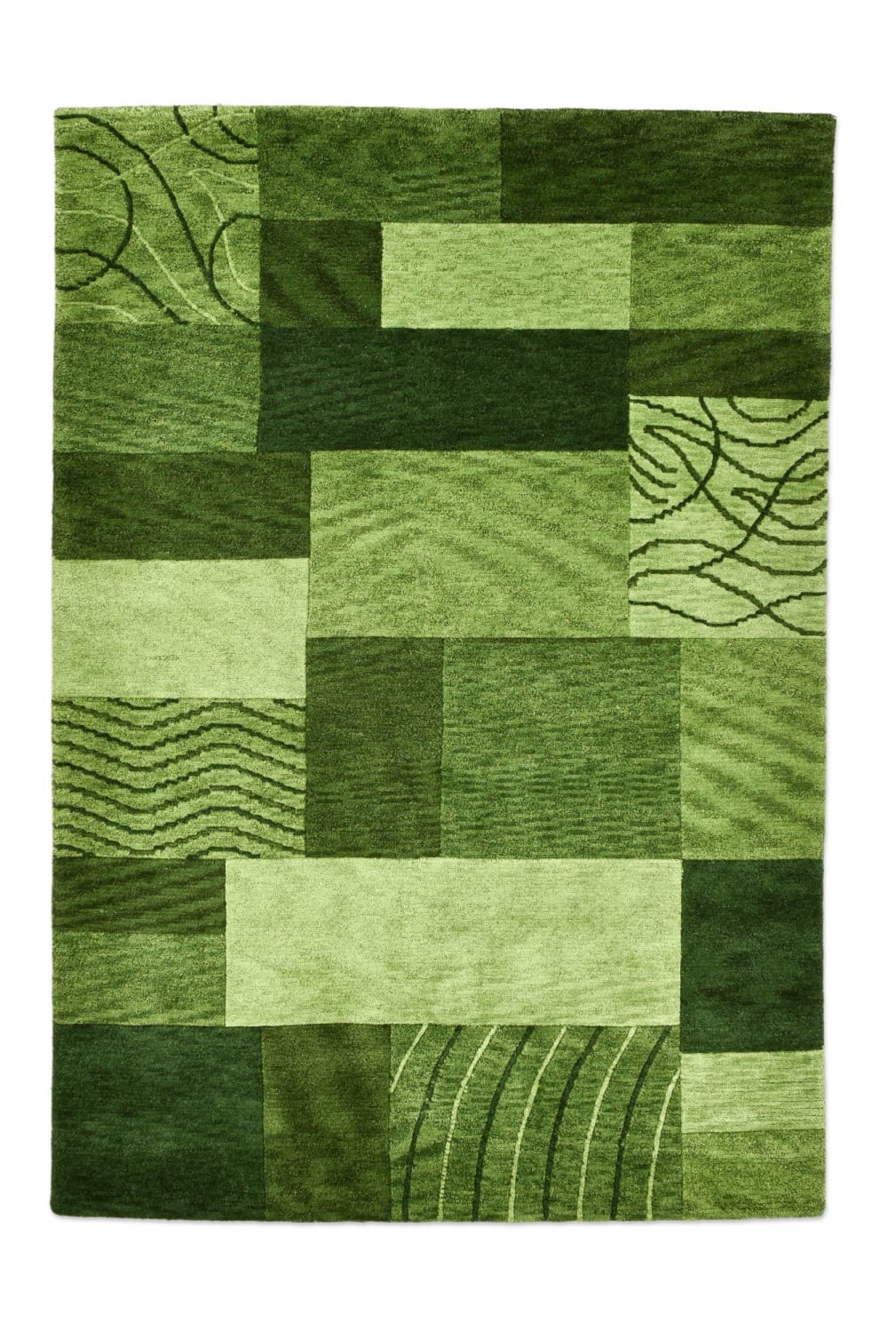 Tapis tufté main en laine vierge - vert 140x200 cm