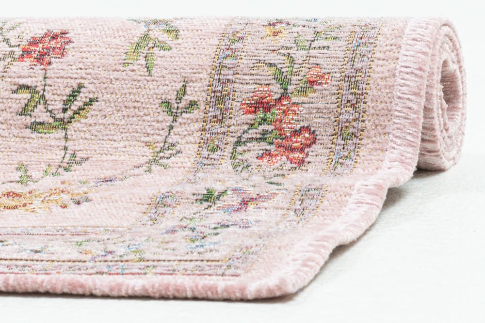 Tappeto floreale intrecciato Rosa 70x400 cm - THEKO