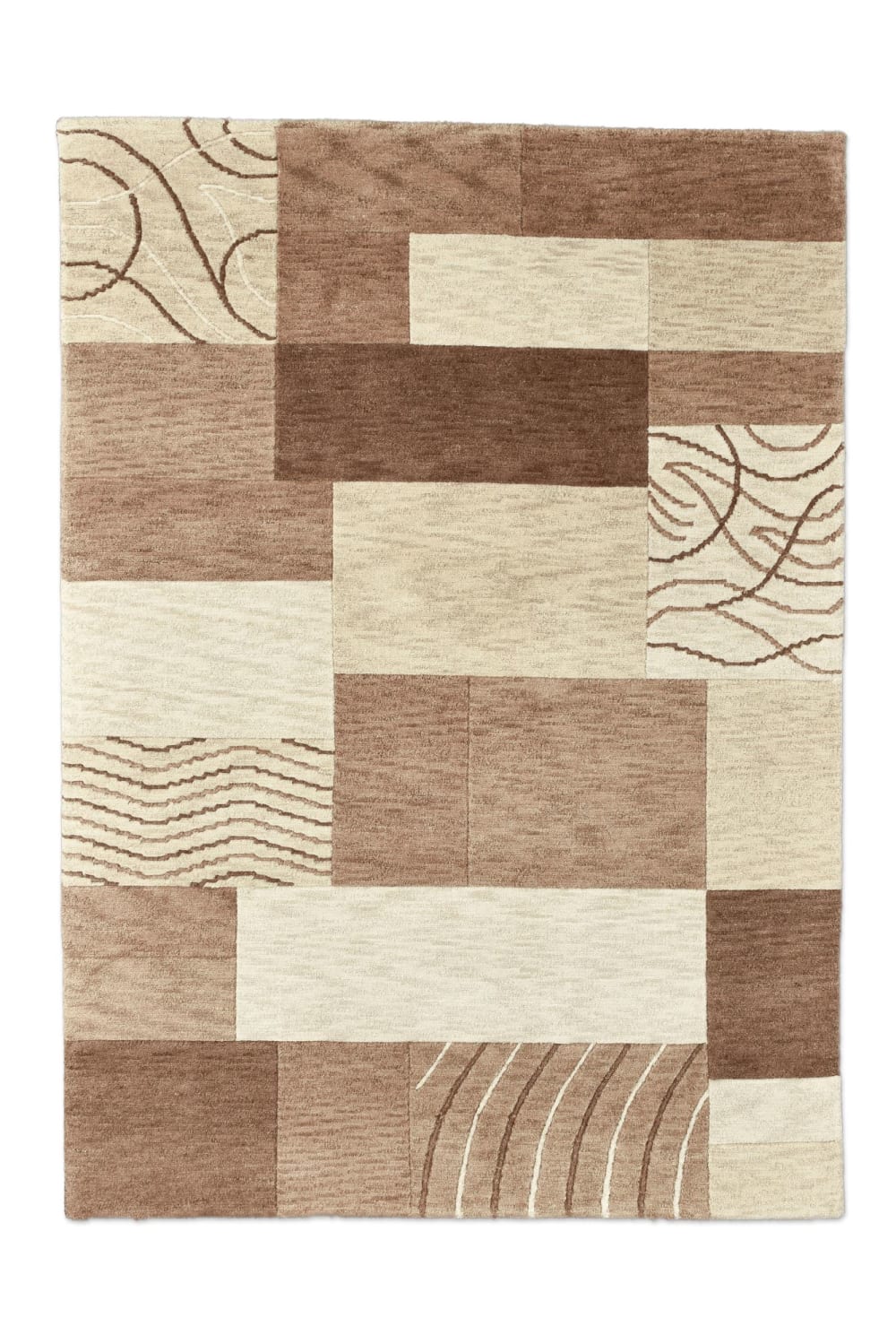 Alfombra tufted a mano de lana virgen - marrón 190x290 cm
