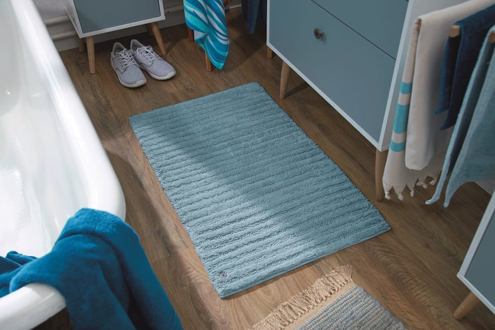 Tappeto da bagno strutturato fatto a mano - blu 60x100 cm - Tom
