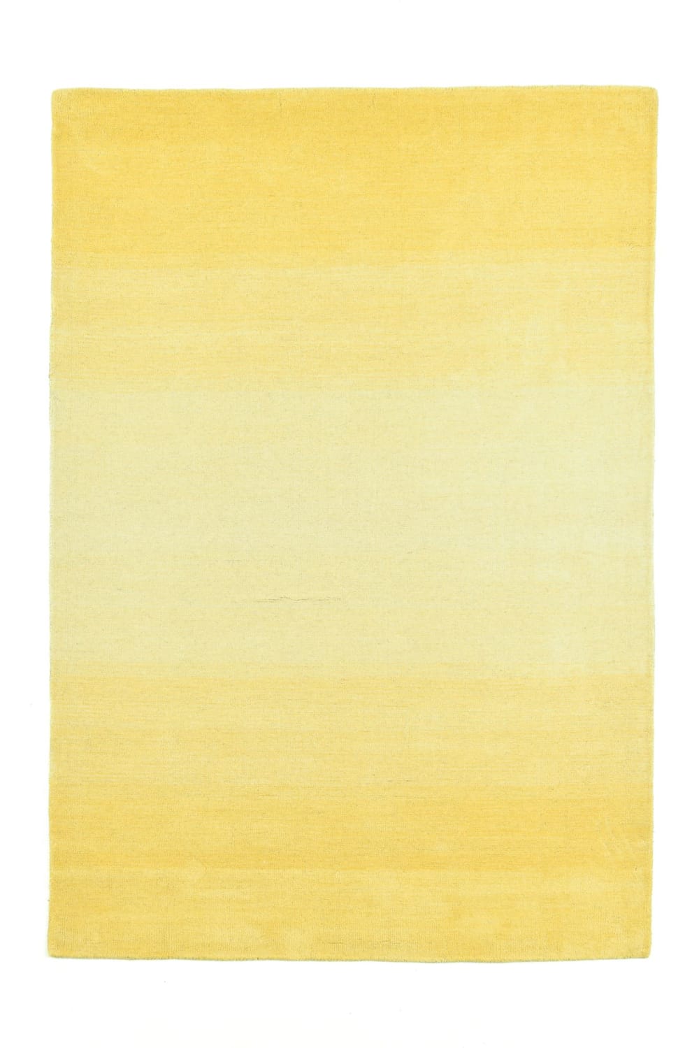 THEKO Ein Indo-Handloom-Teppich aus Indien, der inspirierende Wohnfarben mit einem eleganten Farbverlauf lebendig in Szene setzt. Gelb