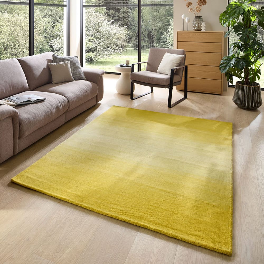 Tapis dégradé de couleur en laine jaune 60x90 cm — vue 3
