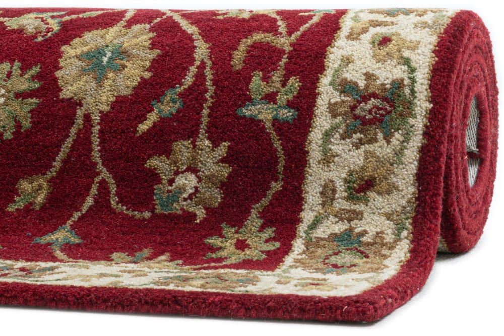 Tapis floral classique en 100% laine crème rouge 70x140 cm — vue 3