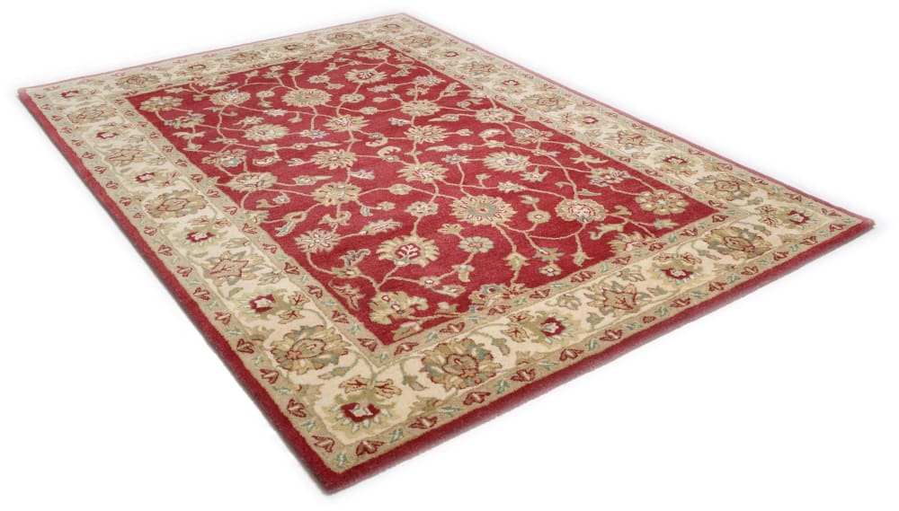 Tapis floral classique en 100% laine crème rouge 70x140 cm — vue 4