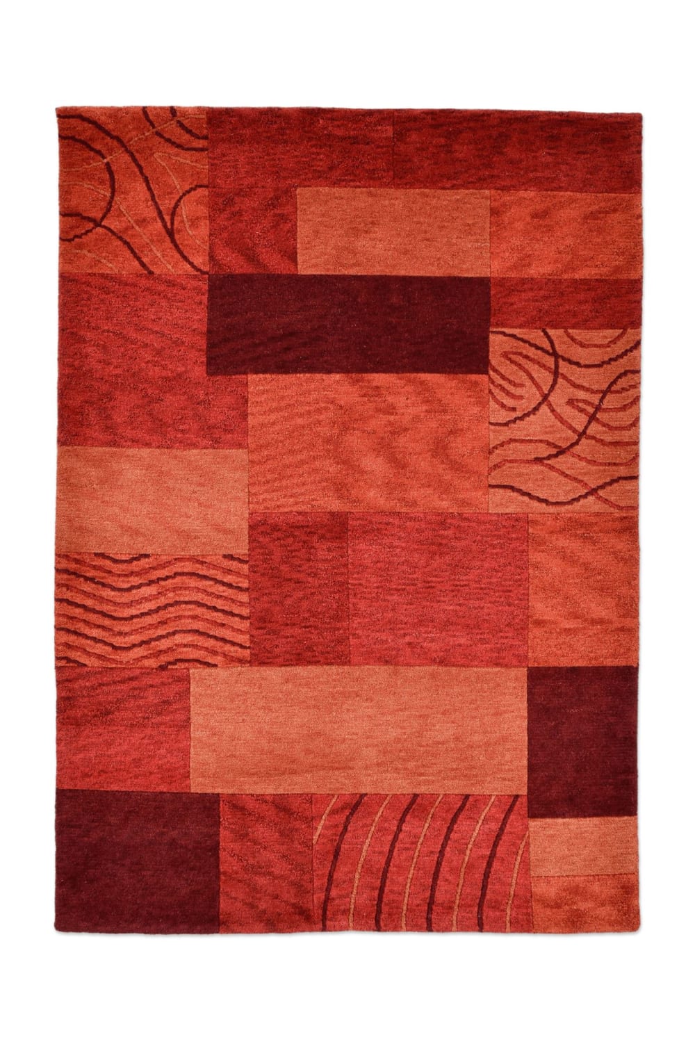 Tapis tufté main en laine vierge - rouge 140x200 cm