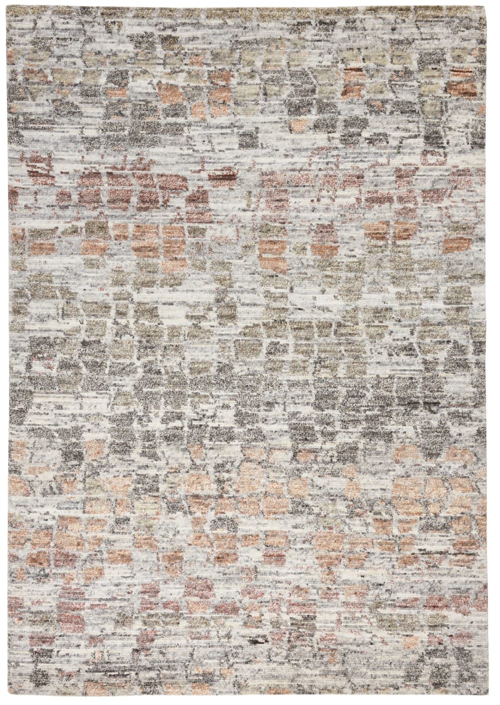 THEKO Tapis de luxe noué main en laine multicolore naturel 250x350 cm style contemporain