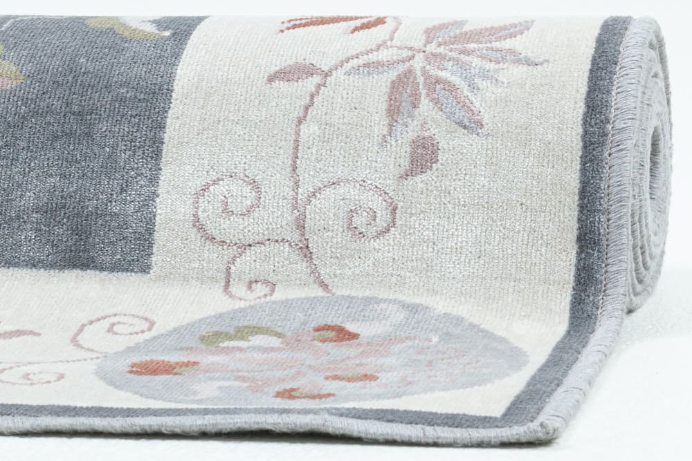 Tappeto tessuto a macchina in viscosa - grigio, 240x340 cm. -