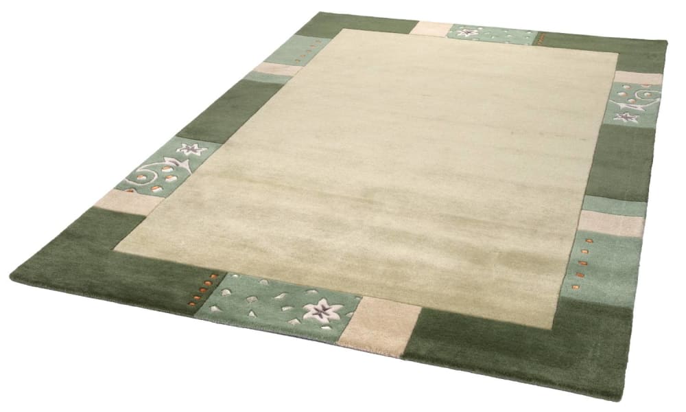 Tapis gabbeh floral en laine naturelle Vert 70x140 cm — vue 4