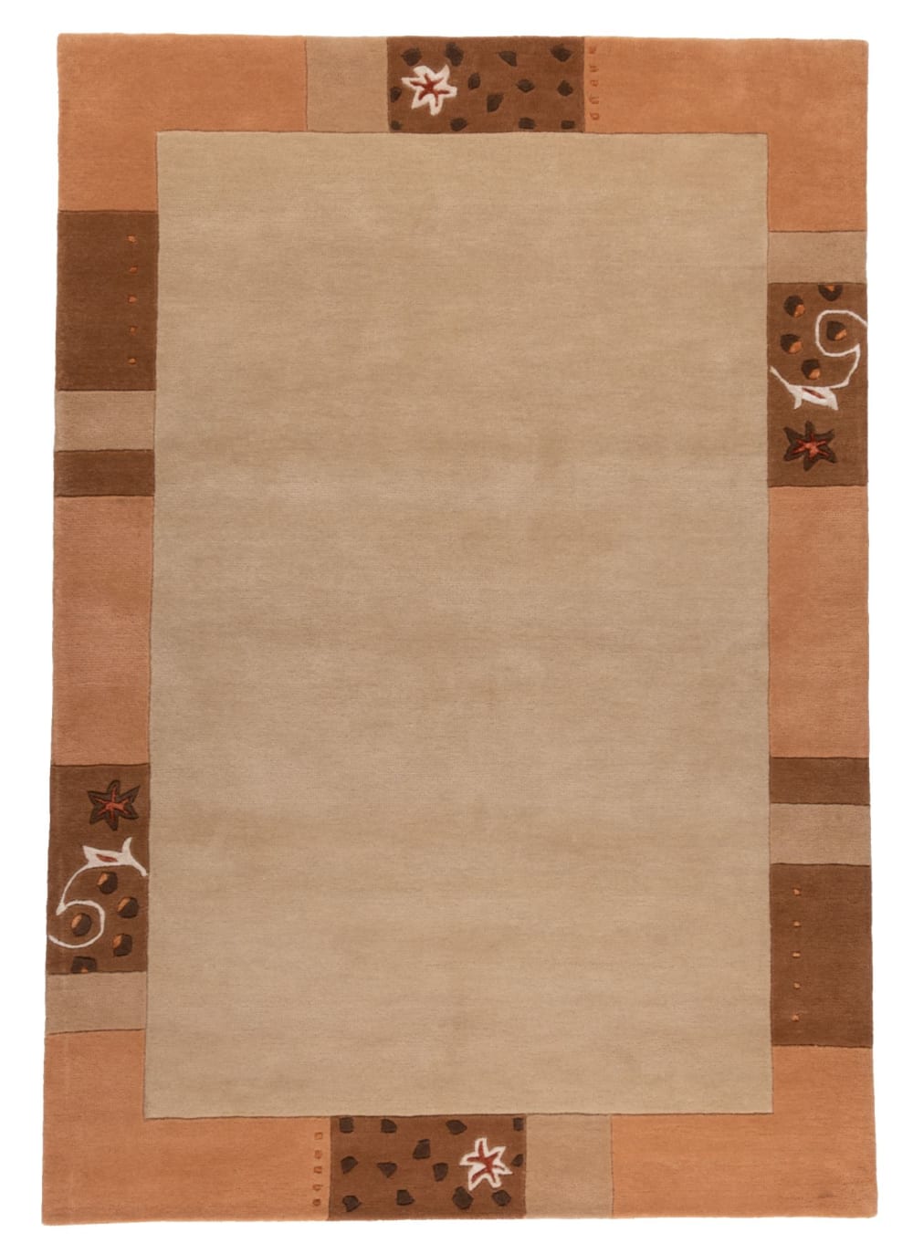 THEKO Tapis gabbeh floral en laine naturelle Miel 120x180 cm Multicolore
