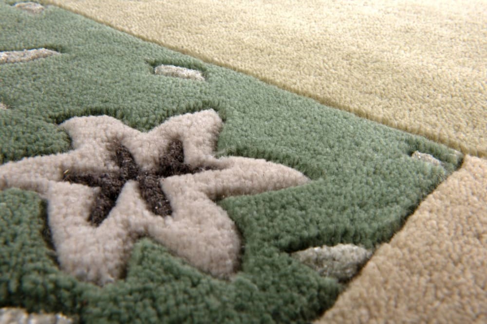 Tapis gabbeh floral en laine naturelle Vert 60x90 cm