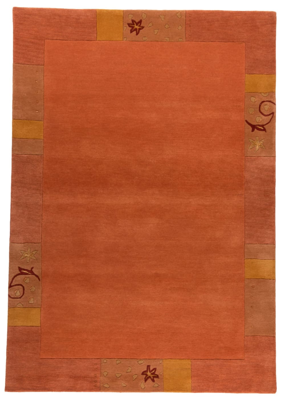 Tapis gabbeh floral en laine naturelle terracotta 120x180 cm