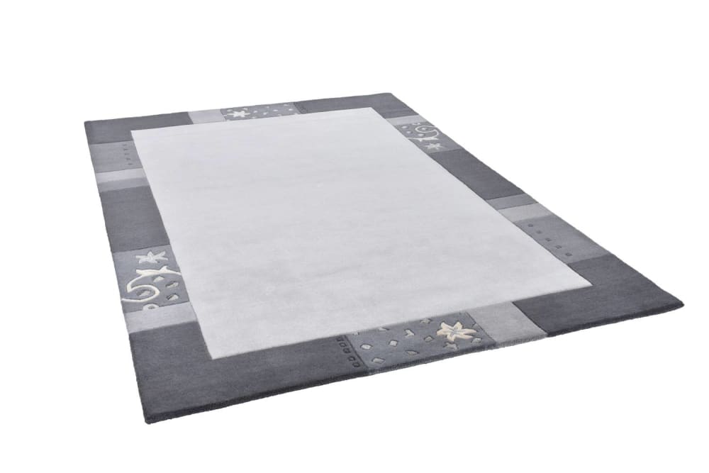 Tapis gabbeh floral en laine naturelle argent 70x140 cm — vue 4