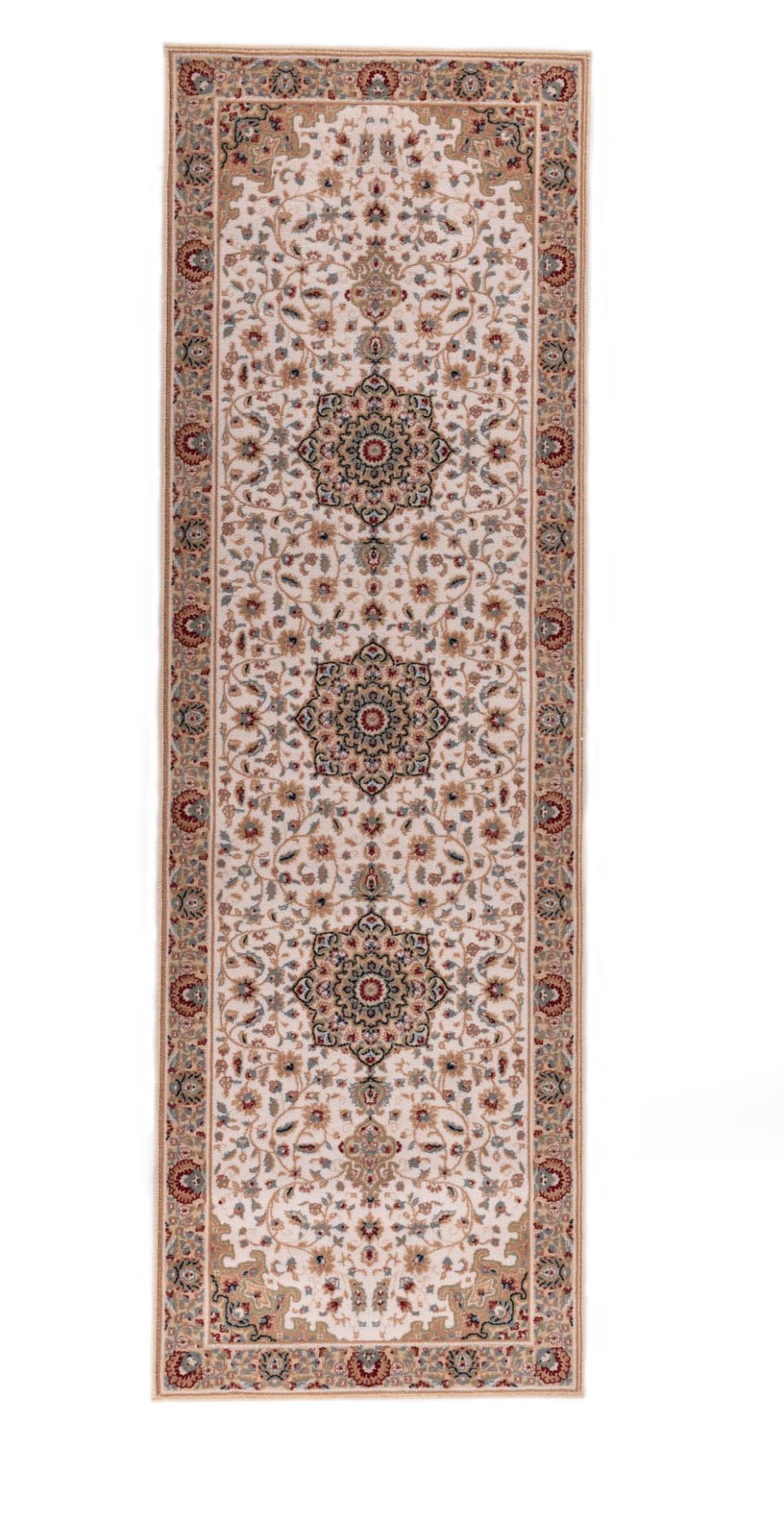 Alfombra oriental floral tejida a máquina en lana natural