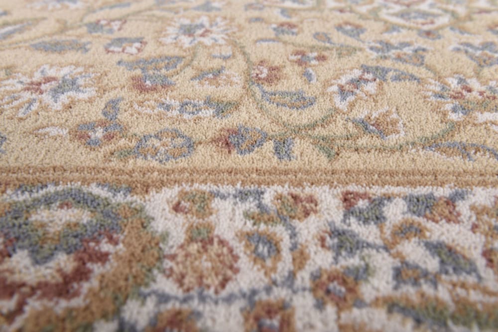 Tappeto orientale floreale tessuto a macchina in lana naturale -