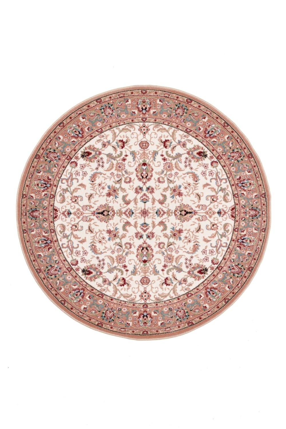 THEKO Tapis d'orient floral, tissé, laine naturelle beige Diam 200 cm style inspirations d'ailleurs Certifié Oeko-Tex