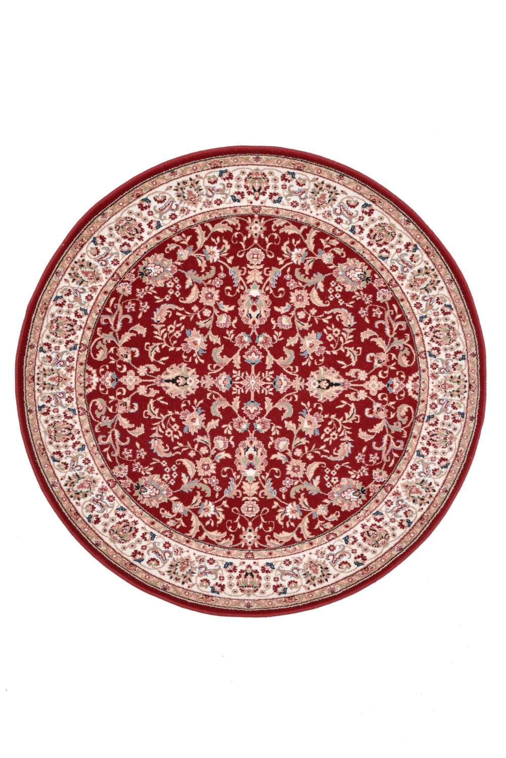 THEKO Tapis d'orient floral, tissé, laine naturelle rouge Diam 240 cm style inspirations d'ailleurs Certifié Oeko-Tex