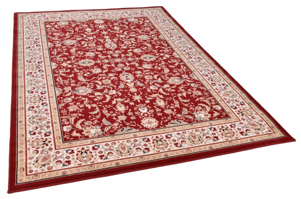 Tapis d'orient floral, tissé, laine naturelle rouge Diam 240 cm - Maisons du Monde