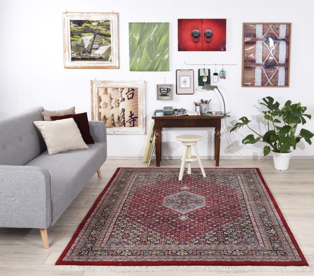 Tapis d'orient classique noué main en laine rouge 070x140 cm — vue 3