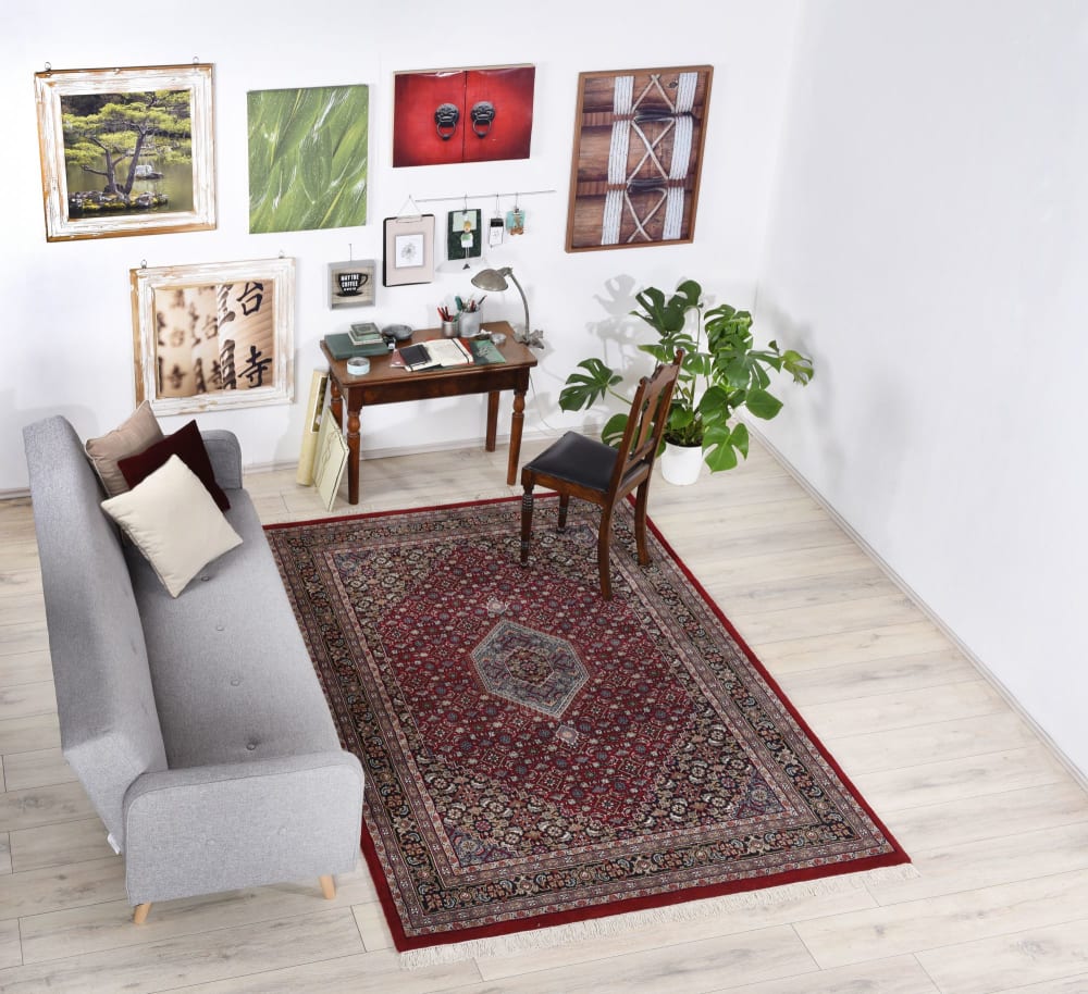 Tapis d'orient classique noué main en laine rouge 070x140 cm — vue 4