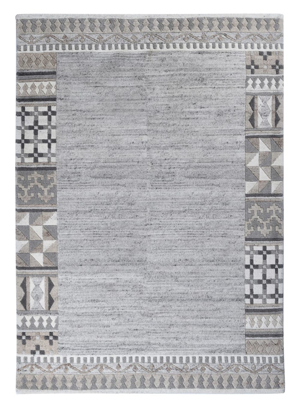 THEKO Tapis moderne noué main, laine non-teinte gris 250x350
