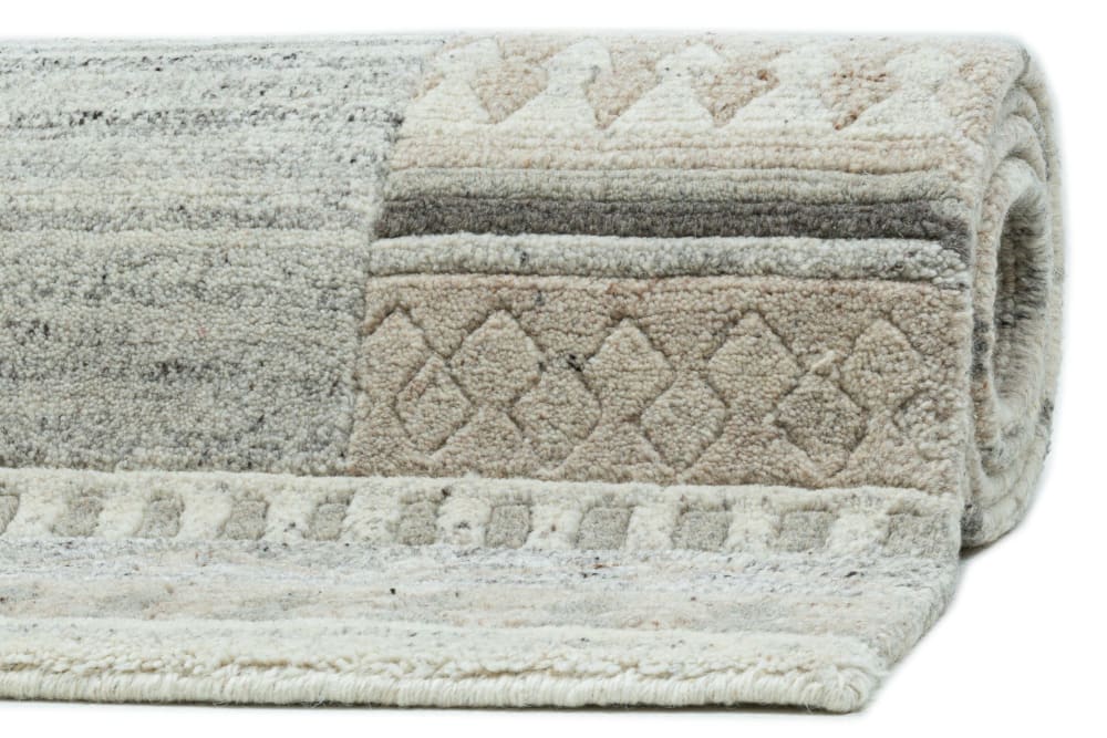 Tapis moderne noué main, laine non-teinte gris 250x350 - Maisons du Monde