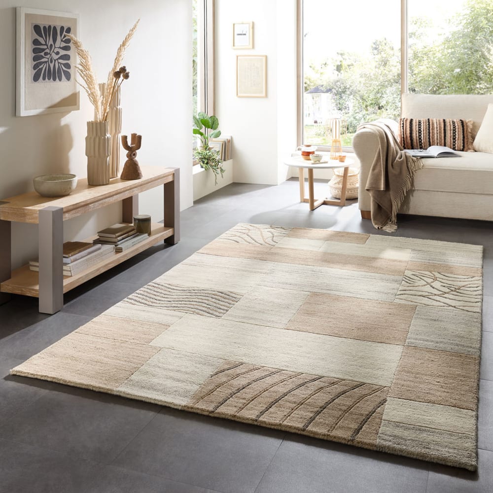 Tapis moderne noué main, laine non-teinte naturel 60x90 — vue 3