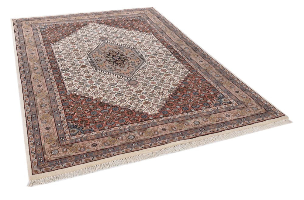Tapis d'orient classique noué main en laine marron crème 140x200 cm — vue 4