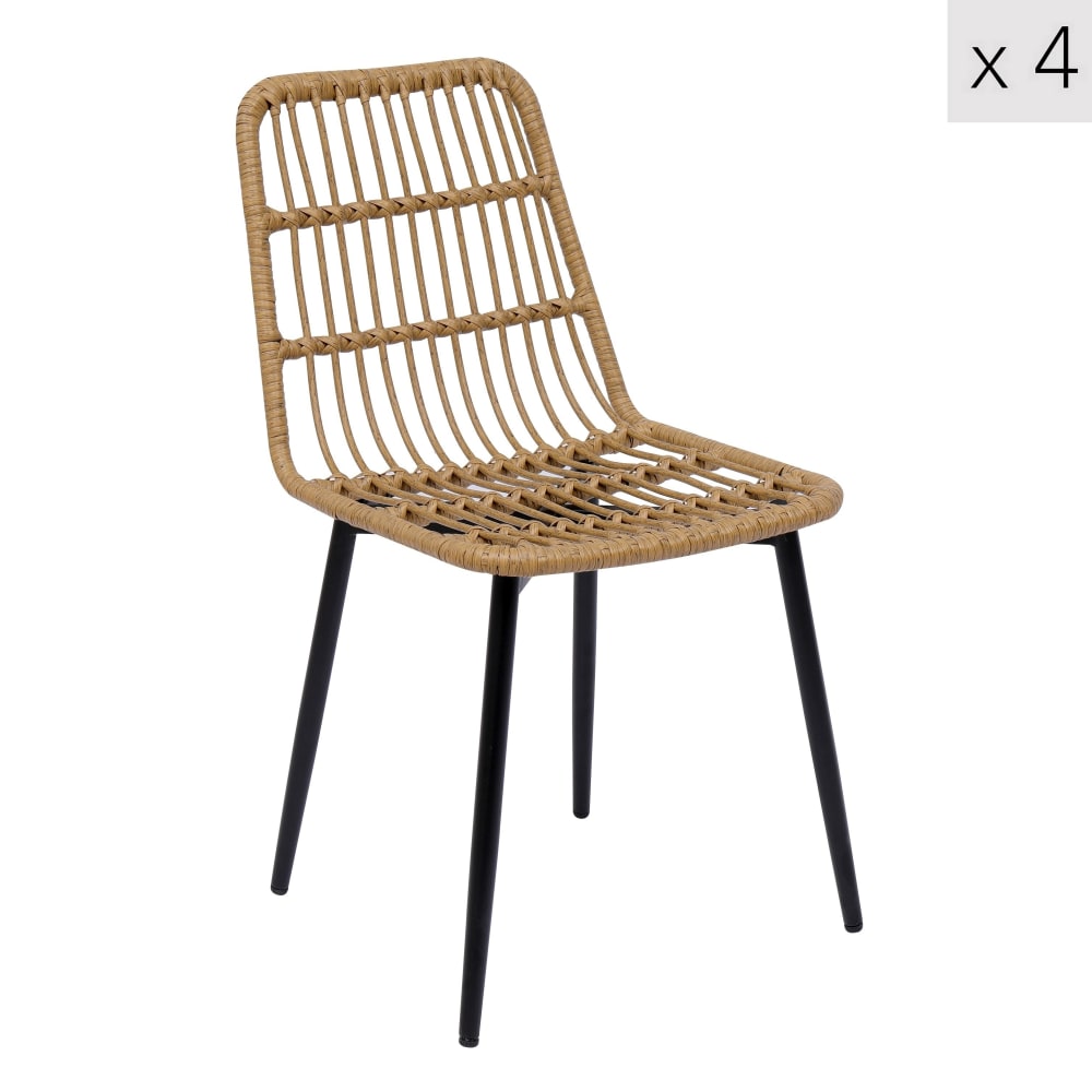 Lot 4 chaises salle - rotin