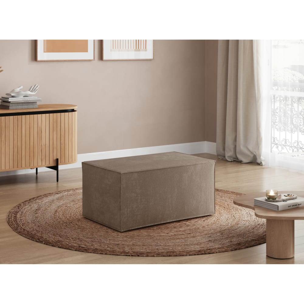 Pouf en velours côtelé - taupe