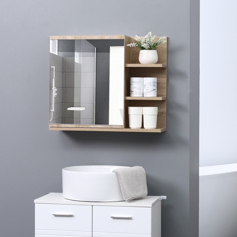 Armoire miroir de salle de bain avec étagères - aspect chêne clair - Maisons du Monde