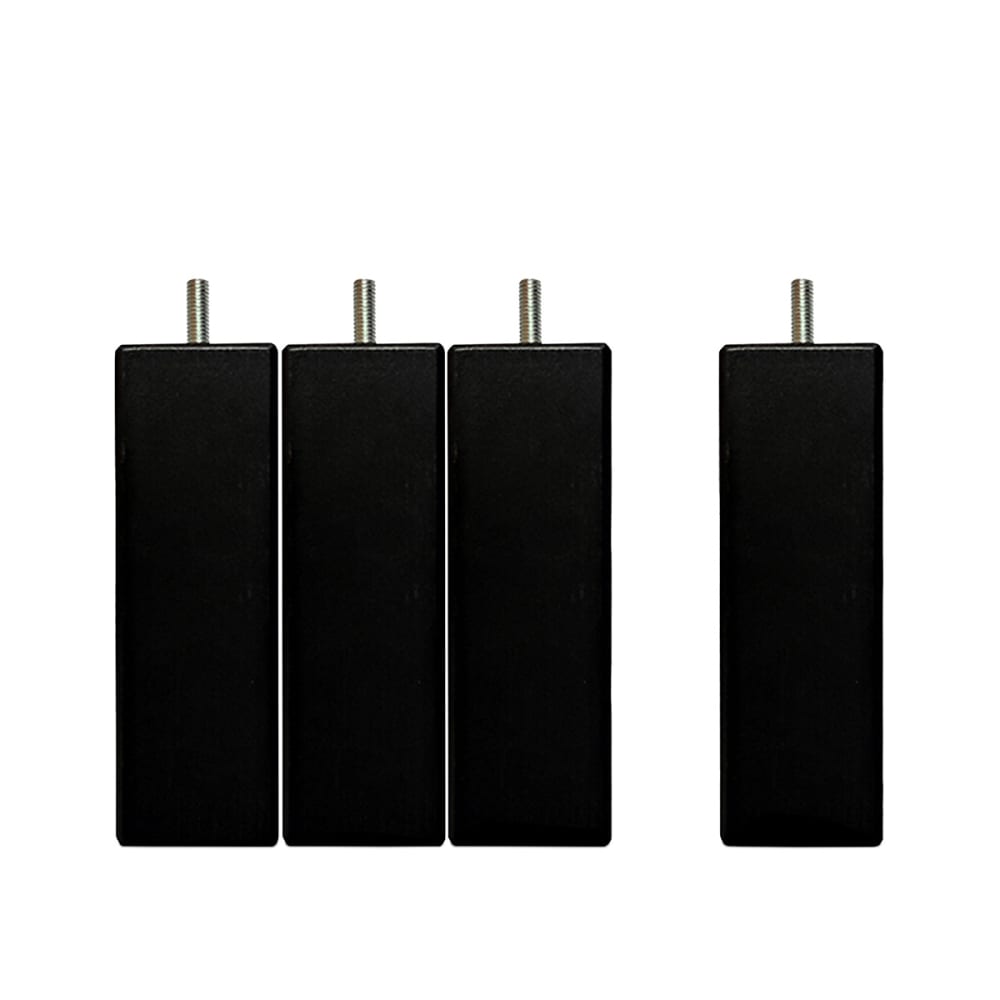 Pied de lit carré bois 20 cm lot de 4 noir Pied de lit carré bois 20 cm lot de 4 noir