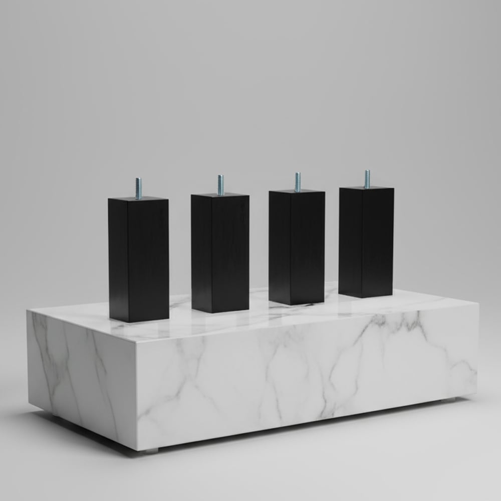 Pied de lit carré bois 10 cm noir - Maisons du Monde