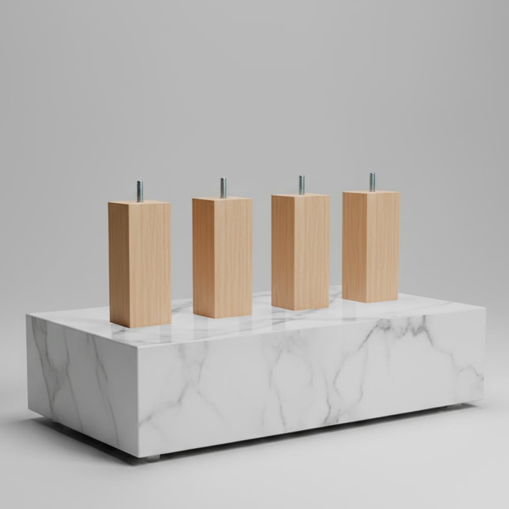 Pied de lit carré bois 20 cm lot de 4 naturel - Maisons du Monde