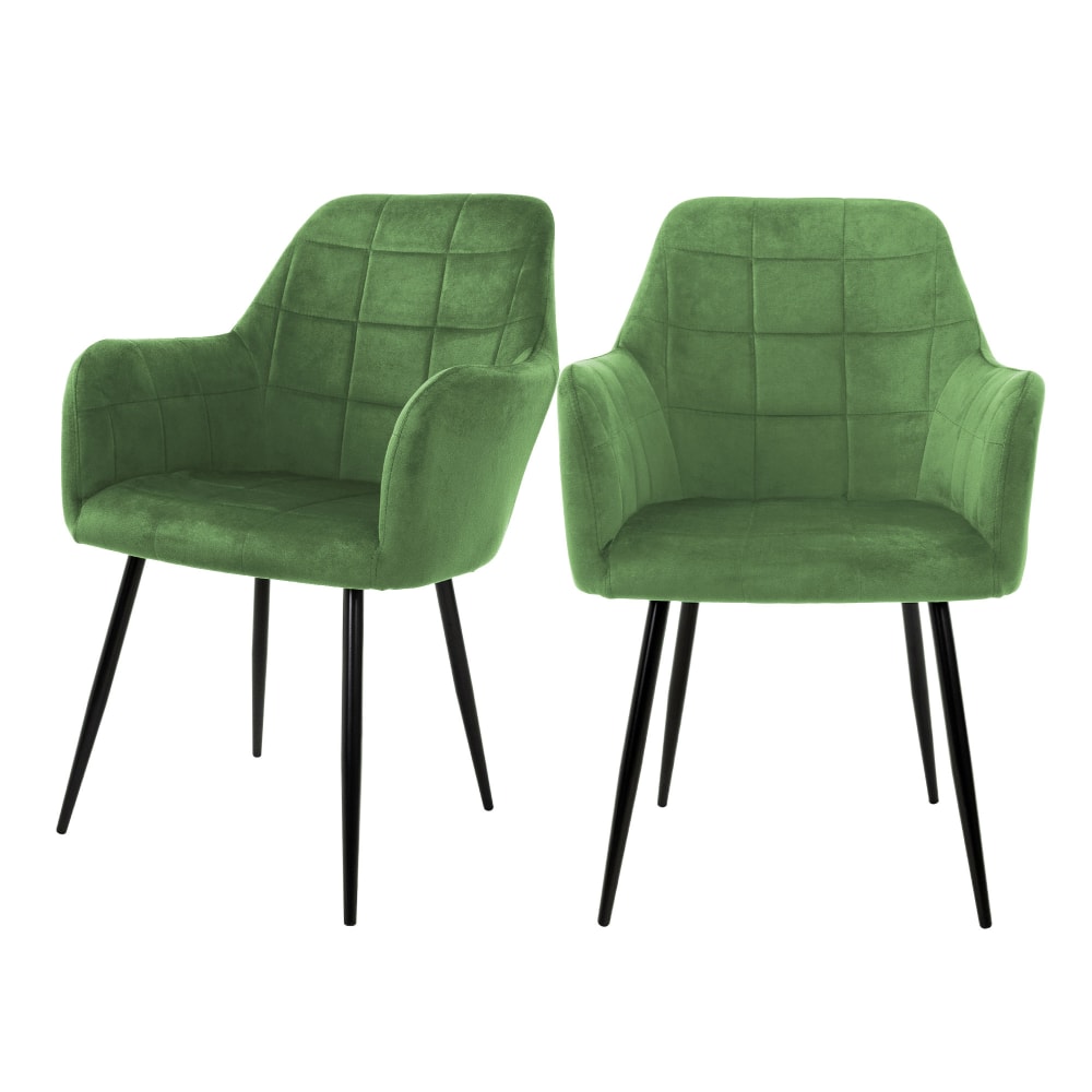 Set 2 poltroncine per sala da pranzo verde salvia in velluto